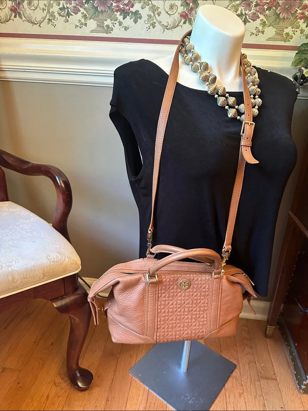 Tory Burch Bryant leather Mini Satchel crossbody bag in tan/luggage